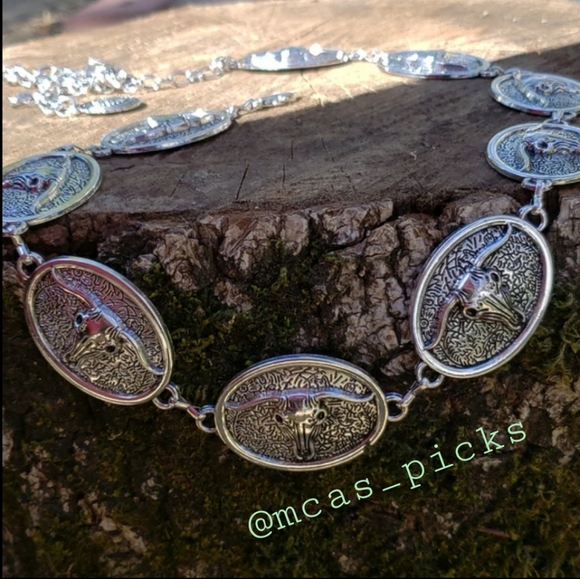 Bull Concho Belt Chain Belt Western Belt Cowgirl Belt Rodeo Belt Steer Belt - Picture 16 of 16